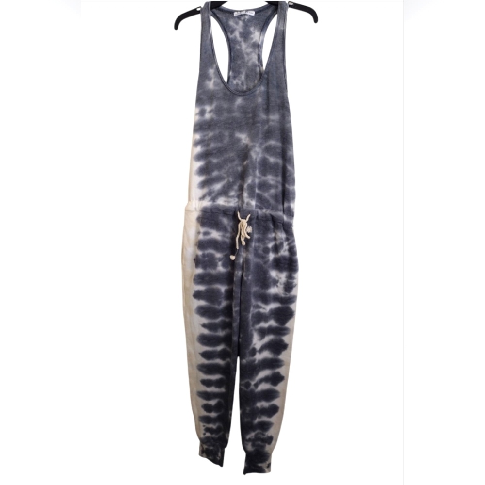 Young Fabulous & Broke Grey White Cream Eberhart Tie Dye Jumpsuit Size Large